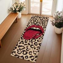 Leopardo Raudonos Lūpos Bėgimo Kilimas Abstrakčios Meilės Valentino Dienos Kilimas Valentino Dienos Romantiška Atmosfera Namų Dekoro Kilimas 40X120CM brown