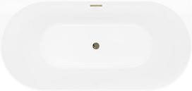 Mexen Oval Slim laisvai pastatoma vonia prie sienos 170 x 80 cm, balta/pilka, auksinė perpylimo sistema - 52661708062-50, 170 x 80 cm