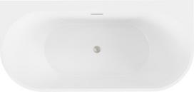 Mexen Oval+ laisvai pastatoma prie sienos vonia 170 x 80 cm, balta, šepetėlio nikeliuotas perpylimas - 52681708000-97