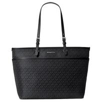 Michael Kors MK Winston Logo Silver Hardware Polyester Tote Shoulder Bag Large Women bags Black 30T4SWNT3O-BLACK Basic Set (Bag)