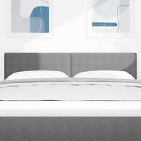 LED Headboard with LED Light Strips Light Grey 144 cm Cord Fabric