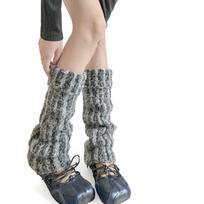 Autumn Winter Thicken Warm Leg Warmers Foot Cover Contrasting Vertical Pattern Foot Covers Retro Striped Leg Warmers Long Socks 35-39 pilka spalva