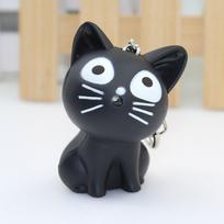 Animal Chi Katės Raktų Pakabukas Animacinis LED Katės Raktų Pakabukas Garso Šviesos Raktų Pakabukas Krepšių Dekoracijos juoda