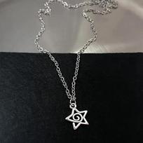 Silver Color Y2K Necklace Gothic Charm Choker Cahin Heart Teeth Pendant Five-pointed Star Alloy Punk Necklace For Girls