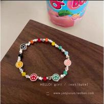 Dopamine Color Beaded Smiley Face Bracelet Female Niche Design Sense Girlfriend Student Jewelry Light Luxury High-end Jewelry