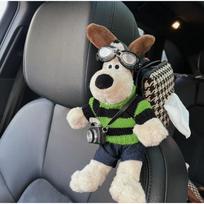 Adorable Dog-Head Car Tissue Box for Interior Armrest white
