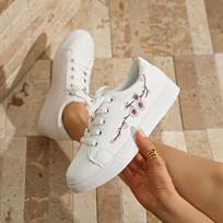 Women Casual Sports Shoes 2025 New Designer Embroidery Flat White Shoes Spring Autumn New Low Top Breathable Board Shoes Women 36 rožinė