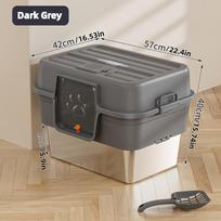 XL Enclosed Cat Litter Box with Stainless Steel Base Anti-Splash &Odor Control Privacy House for Large Cats Easy Clean Removable tamsiai pilka spalva
