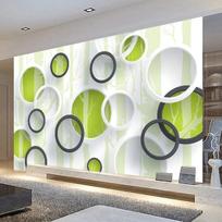 Modernūs 3D žali medžio ratai fototapetai Sienų tapyba Abstraktaus meno tapyba Svetainės sofos foninis tapetas 200 cm(W) x 140 cm(H)