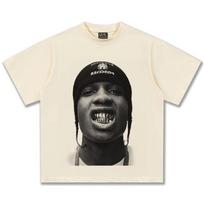 Asap Rocky Grafinis Marškinėlis Unisex Hip Hop Laisvalaikio Medvilninis Trumpomis Rankovėmis Streetwear Madingas Viršutinis Drabužis Vyrams Moterims Kasdieniam Dėvėjimui 2XL