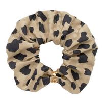 Saint Laurent Leopard Print Silk Metal Hair Tie Unisex Accessories Brown 8431743Y0099780 F,Brown