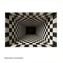 3D langeliu tunelis, optinė iliuzija, gobelenas. Modernus geometrinis sienų dekoras svetainei, miegamajam 150x200cm(60x80in) gray