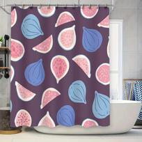 Bathroom Decor Shower Curtain With Fig Leaf Watermelon Slice Print In Purple Blue Polyester Fabric Ships Worldwide From China (M W60H190(CM)-1 Pcs