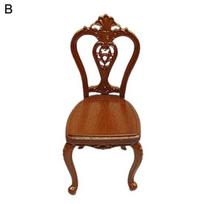 1:12 Dollhouse Dining Set Anti-deform Exquisite Workmanship Wood Portable Realistic Dining Table Chair for Household B