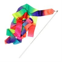 Ritminė gimnastika Kaspinai Gradiento spalvos Šokio Juostelė Baletas Streamer Menas Šokiai 2m-White Handle