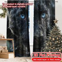 2D Flat Printing,2pcs Azure Panther Modern Print Curtains Polyester Curtains Festive Suitable for Bedroom, Office, Kitchen, 60×150cm