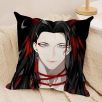 V-Vtuber Vox Akuma Cute Anime Cushion Cover Silky Short Plush Invisible Zipper Dustproof Sofa Pillow Case For Home Decor Peach skin 18*18(CM)-1Pcs