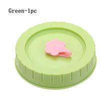 1/4Pcs Kitchen & Dining Cute Food Storage Mason Jar Lids With Straw Hole Jar Caps Canning Lids Green-1pc