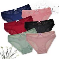 Women's Sexy Lace Underwear Panties Soft Comfortable Underpants Fashion Female Mesh Low-Rise Briefs Ladies Lingerie 6 Pcs/set XL gray