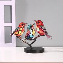 Medinis Dažytas Paukščio Ornamentas Namų Stalo Meno Dekoratyvinis Mažas Ornamentas Veranda TV Spintelė Knygų Spintos Dekoracija Three little birds