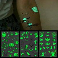 1PCS Halloween Luminous Tattoo Ghost Taty For Kids Fake Tattoo Witch Glowing in Dark Waterproof Le-005