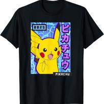 Pokémon 0025 Pikachu Kanji Electric Action Poster T-Shirt S juoda