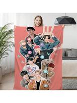 Nap Blanket Sofa A-Ateezs Microfiber Bedding Warm Bed Fleece Camping  Kpop Fluffy Soft Blankets For Winter King Size 75X95CM pilka spalva