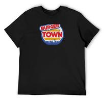 Burger Town T-Shirt vintage clothes vintage graphic tee tops black t shirts for men S juoda