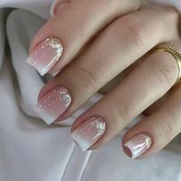 Pack Of 24 Glitters Press On Nail French Style White Edge Fake Nail Durability ABS Easy Application For Sensitive Skin 1