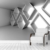 3D cemento sienos geometriniai pastatai erdvės plėtimas sienų tapetai miegamojo sofa abstraktūs 3D tapetai 200 cm(W) x 140 cm(H)