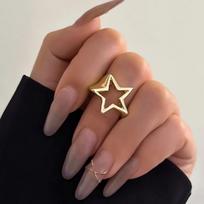 Creative Fashion Hollow Five-pointed Star Spiral Couple Rings for Women Charm Geometry Pentagram Men Finger Jewelry Accessories