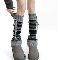 Autumn and Winter Knitted Leg Warmers Contrast Striped Foot Covers Loose Long Socks Leg Warmers Solid Lolita Crochet Heap Socks 35-39