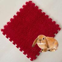 4-10 Pcs Rabbit Guinea Pig Cage Liner Waterproof Non-Slip Highly Absorbent Pee Pad Bedding Mat for Small Pets (Red,4Pcs&Quadrate)