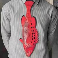 Unikali žuvies formos kaklaraištis Animacinis kūrybiškas naujoviškas kaklaraištis Naujas gyvūno rašto kaklaraištis Vestuvių renginys Style D red