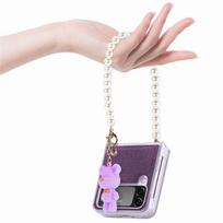 For Samsung Z Flip4 5g Shockproof Leather Folding Phone Bag Case For Samsung Galaxy Z Flip 4 Flip4 Zflip4 Lanyard Fashion Cases for Samsung Z Flip 4 tamsiai violetine spalva
