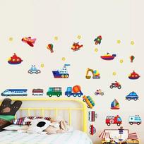 Cartoon Trucks Tractors Cars Kids Rooms Wall Stickers Vehicles Wall Decals Photo Wallpaper Home Decor Mural Decal juoda