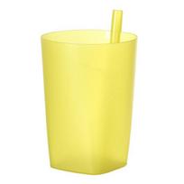 360ml/380ml Puodelis su šiaudeliu, lygiais kraštais, didelės talpos, nepraleidžiantis skysčio, vaikiškas, vaikams, kūdikiams, gėrimo puodelis, studentams 360ml geltona