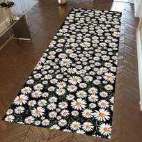 Gėlėtas ilgas kilimas Ramunėlių raštas Vidaus koridoriaus kilimas Kasdieniam namų dekoravimui Grindų kilimėlis Minkštas neslystantis languotas kilimas Miegamajam 40X120CM black