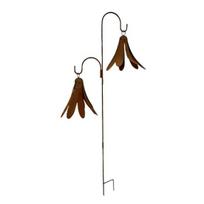Dual Bells Garden Stake Rustic Wind Chime Yard Art Outdoor Iron Wind Bell Stake for Lawn Yard Patio Garden Pathway 1pc