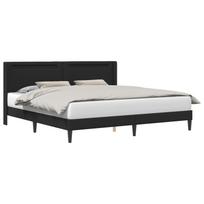 LED Light Strip Bed Frame Black 200 x 200 cm Faux Leather
