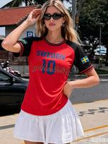 2026 Švedija Nr.10 Marškinėliai Moterims Vyrams Sportiniai Marškinėliai Švedijos Vėliava Gatvės Dydis Plius Dydis Futbolo Marškinėliai Unisex Grafiniai Dydis Plius T-shirts S
