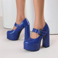 Moteriški Mary Jane Aukštakulniai Batai Platforma Chunky Heels Ladies Pumps Party 46 balta