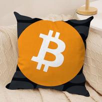 Bitcoin Btc Logo Cool Cushion Cover Silky Short Plush Invisible Zipper Dustproof Sofa Pillow Case For Home Decor Peach skin 18*18(CM)-1Pcs