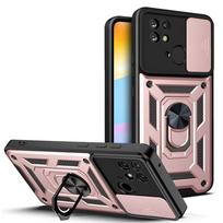Slide Shockproof Armor Ring Case For Samsung Galaxy S23 Ultra S22 S21 S20 Plus A04S A14 A24 A34 A54 A23 A33 A53 A73 M14 M54 Lens Protect Stand Cover For Samsung Galaxy A04S rožinio aukso spalvos