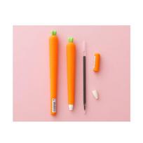 Minkštas silikoninis morkos formos neutralus rašiklis, mielas juodas markeris studentams su parašo rašikliu 0.5mm/2pcs