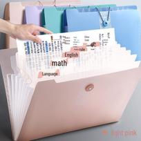 Miela skaidri akordeono tipo aplankas su 12 skyrių A4 formatui ir studentų darbams 5 Compartments šviesiai rausvos spalvos