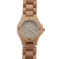 Double D Double Wood Made with Reliable Natural Date Made in Japan with Citizen Miyota Movement Maple Beige Women's Watch, Materials, Calendar, smėlis