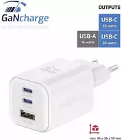 „Swissten“ kelioninis įkroviklis GaN 2x USB-C / PD USB-A / 18W QC / 65W