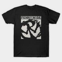Men Black Print T-shirt Pennywise Band No-Cut Transfer Paper Print Cotton Tshirt 4XL juoda