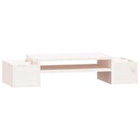 Monitor Stand White 70 x 27.5 x 15 cm Solid Pine Wood